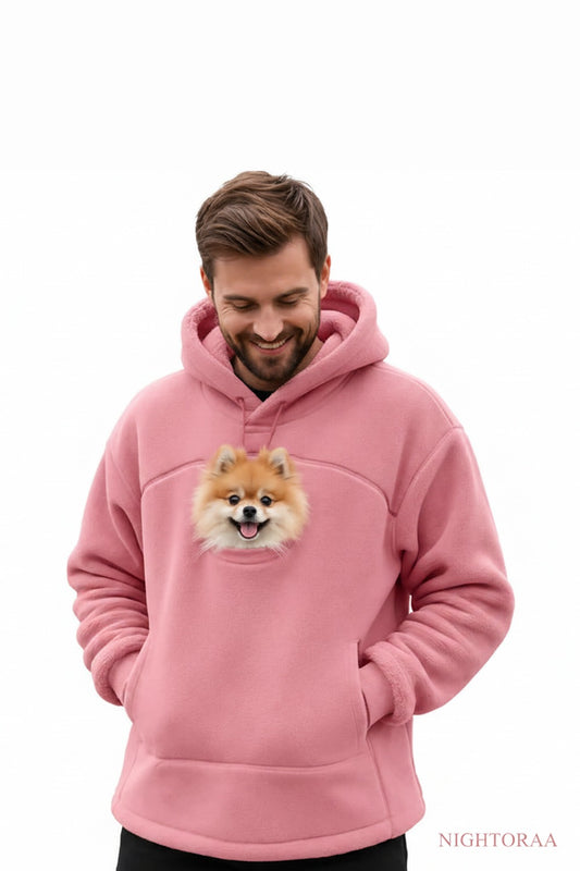 Fleece Pet Carrier Hoodie with Front Pouch for Small Dogs & Cats